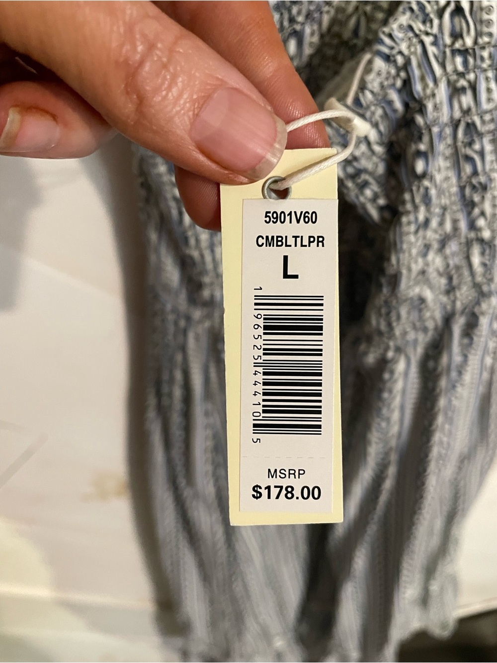 Max Studio Boho Striped Maxi Dress in White and Navy - Picture 4 of 4